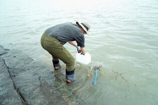 Checking for possible radioactive wastewater from N.K. uranium plant