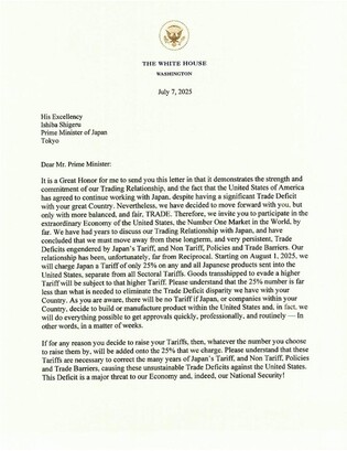 25 pct tariffs to be slapped on Japan: Trump