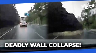 Rain-soaked wall collapses on passing cars, 1 driver killed