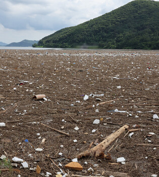 Tap water source covered with trash