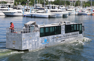 Amphibious bus on test run