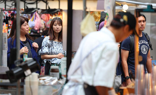 Bustling Myeongdong shopping district