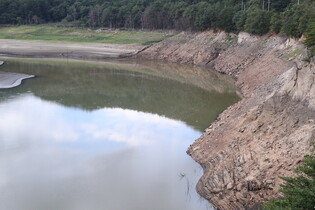 Falling water level at reservoir amid drought