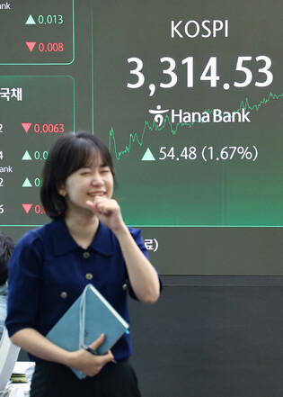 KOSPI hits record high of 3,314.53