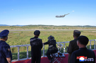 N.K. leader oversees performance test of tactical attack drones