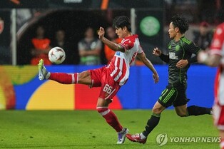 설영우 덕에 즈베즈다 개막 8연승 질주…2-1 역전 골 도와