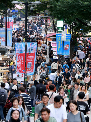 Tourists in Myeongdong