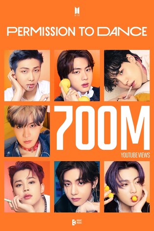 BTS '퍼미션 투 댄스' 뮤비 유튜브 7억뷰…팀 통산 10번째